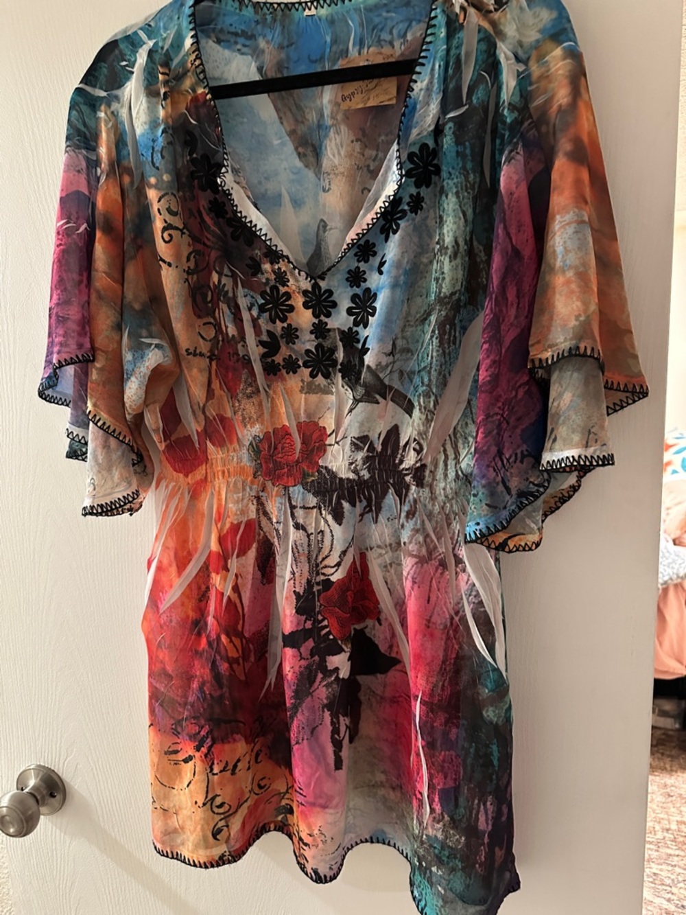 Boho Floral Multicolor V-Neck Women's Top